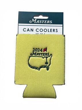 2024 Masters Yellow Can Cooler Koozies Augusta National Golf NEW Set of 2